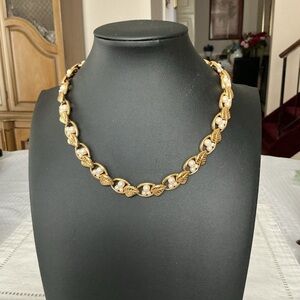 Napier XO Vintage Gold Tone Pearl Choker